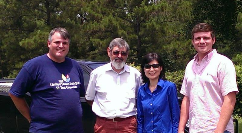 Jason McDonald, Nigel Melican, Dr Bi and Judson LeCompte at J&D Blueberry Farm (via the Great Mississippi Tea Company)